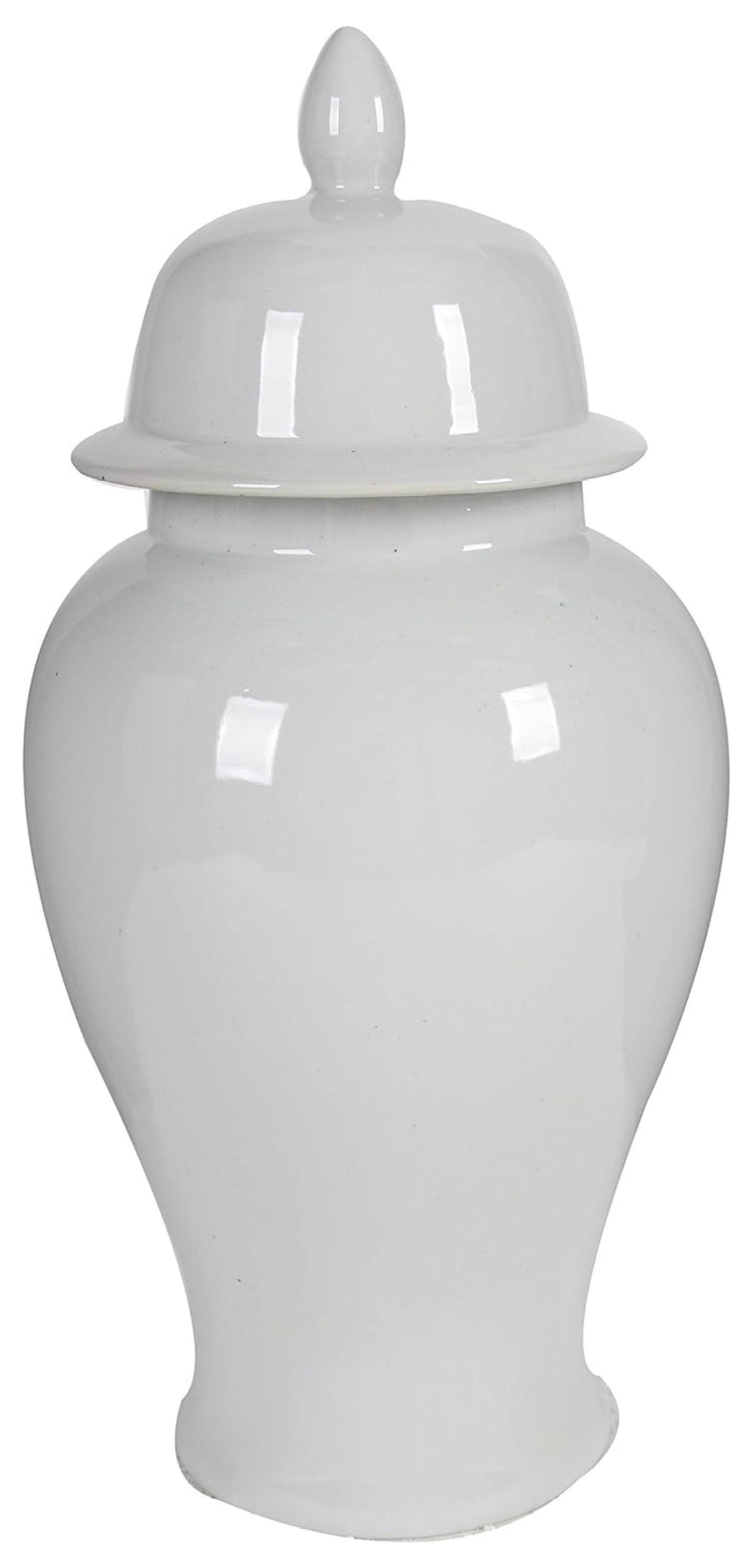 Contemporary Ceramic White Gloss Seaford Jar Set, 20" Height