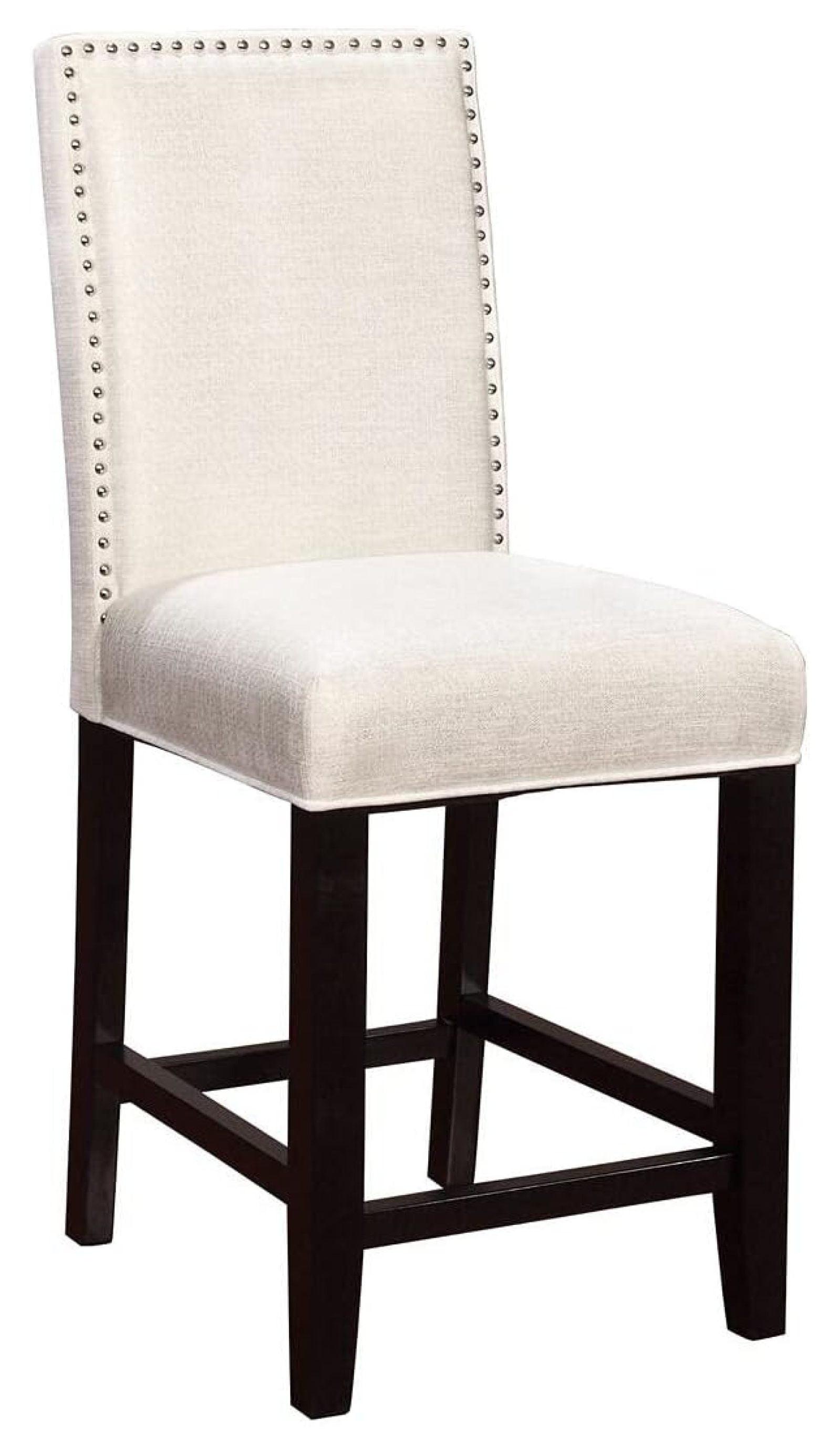 Stewart 24" White Upholstered Counter Stool with Nailhead Trim