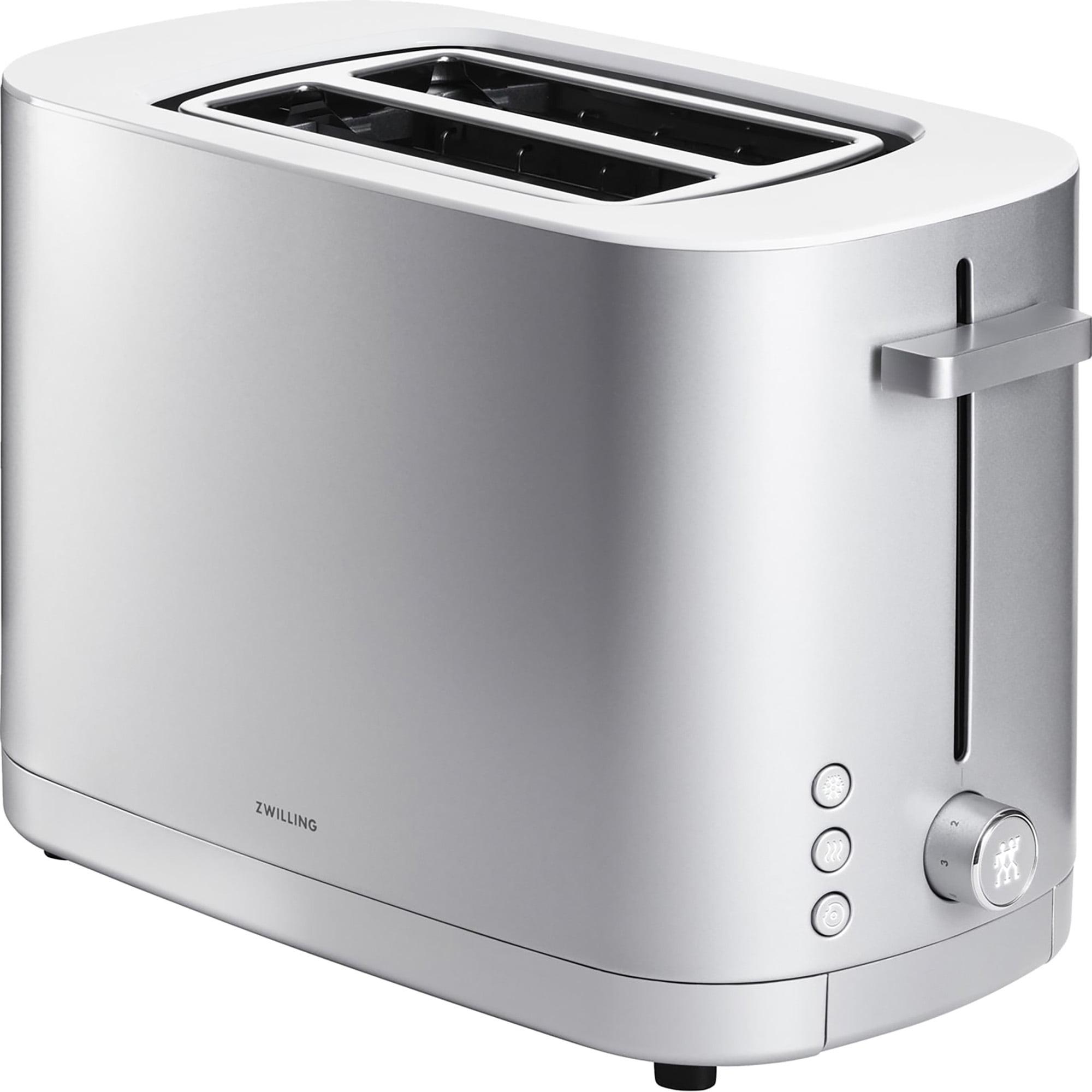 Silver Digital 2-Slice Toaster with Wide Slot and Crumb Tray