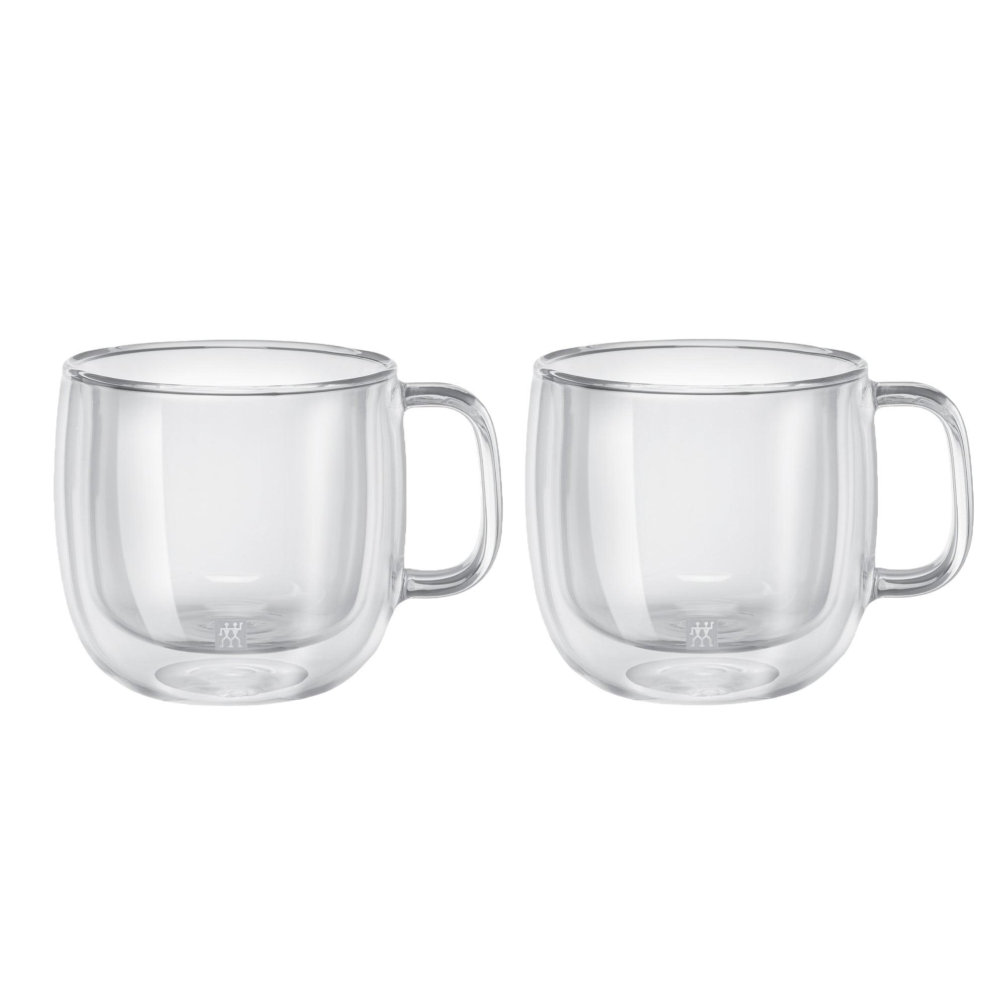 Clear Double-Wall Glass Cappuccino Mug Set, 15 fl. oz