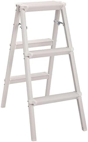 Compact Silver Steel Folding Step Ladder with Anti-Slip Treads