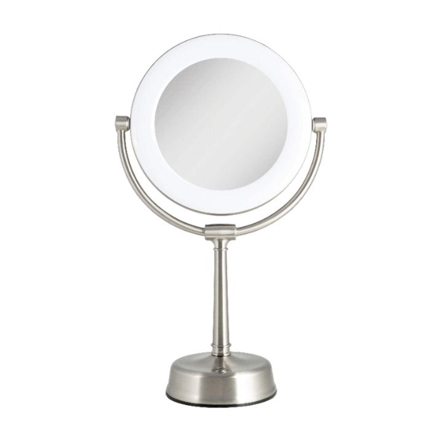 Customizable Sunlight LED Lighted Vanity Mirror - Zadro: 10x Magnifying, Round Shape, Metal & Glass Construction