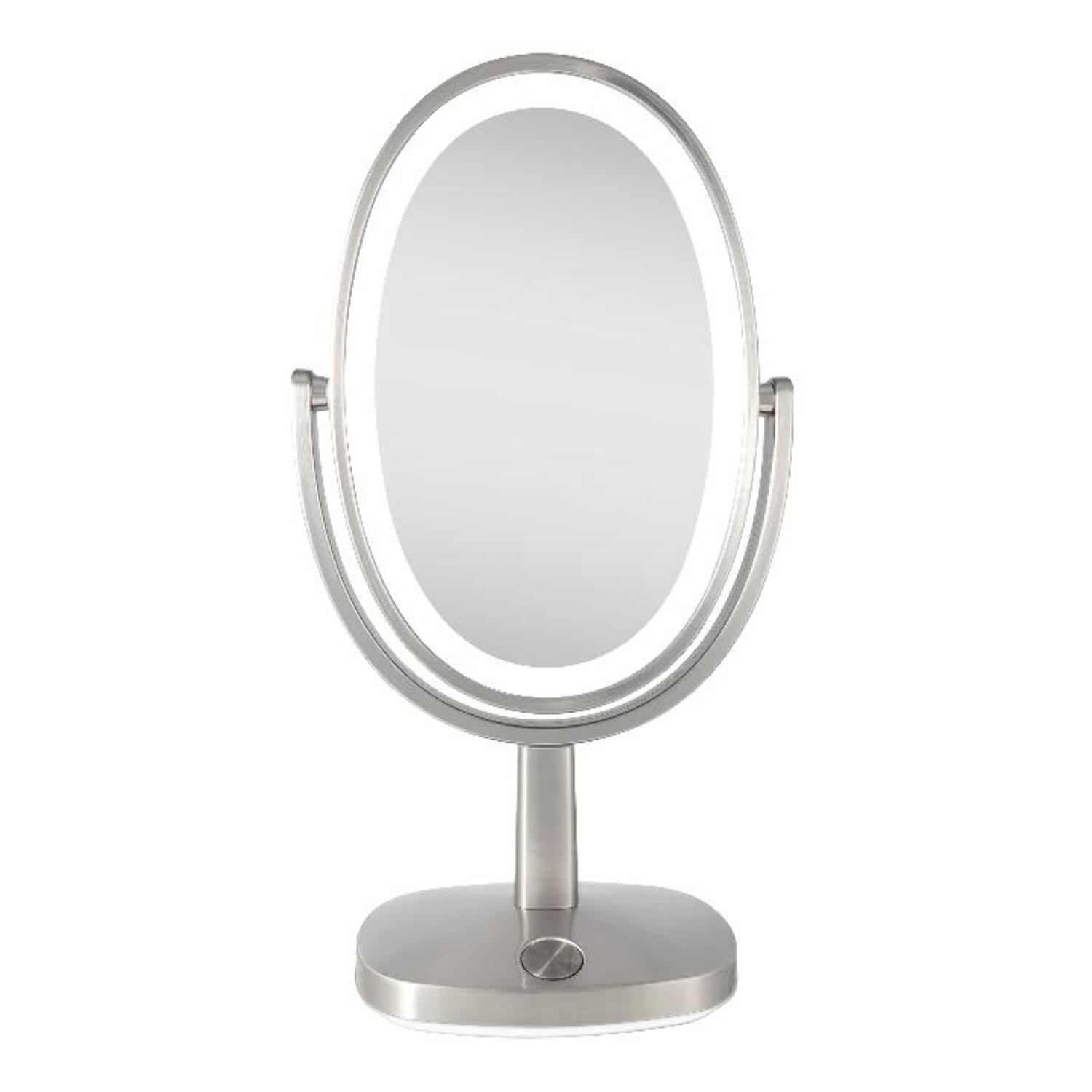 Newport Ultra Bright LED Lighted 18" Oval Countertop Mirror with 5X/1X Magnification