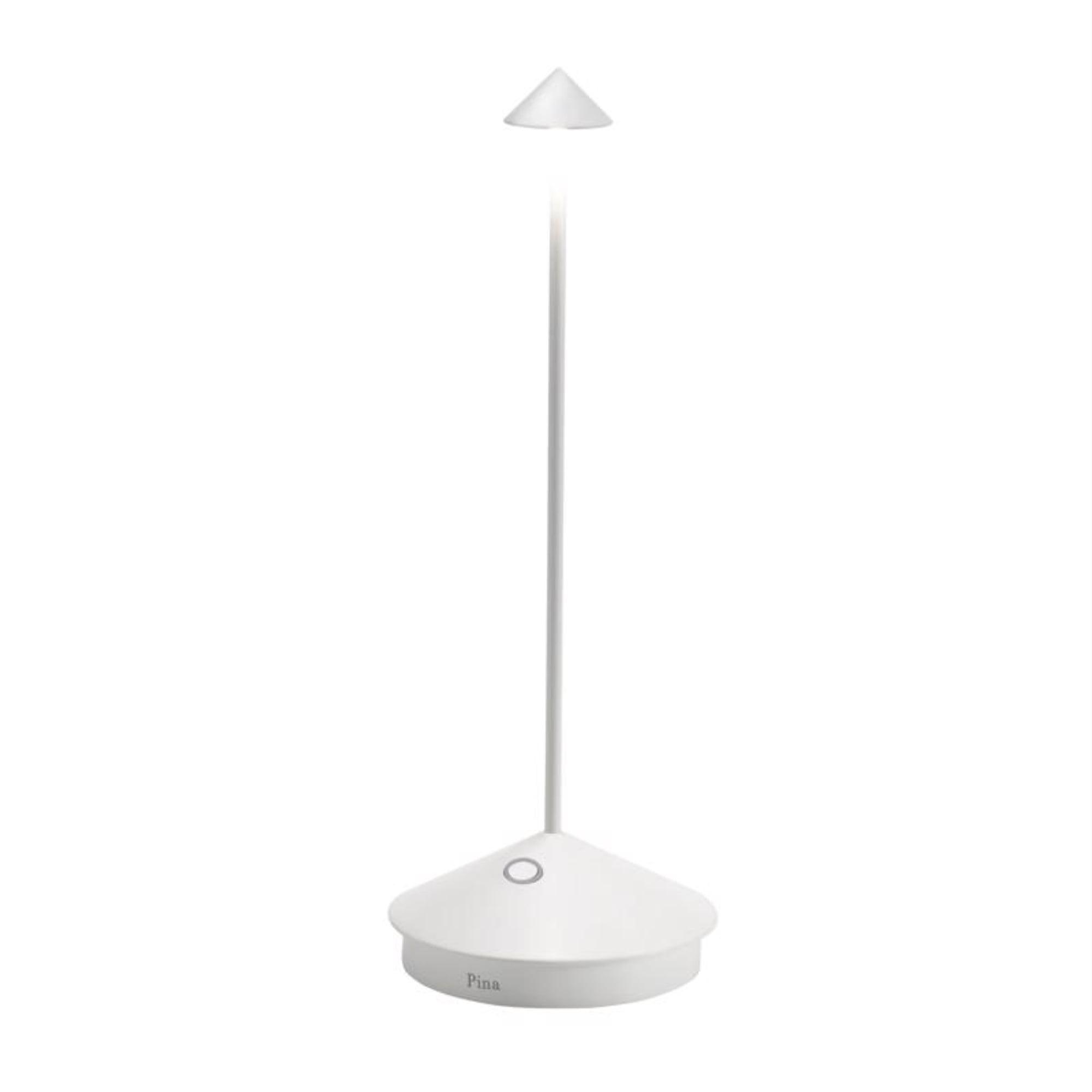 Zafferano Pina 11.4" 1-Light Portable Table Lamp Dimmable White with Polycarbonate Shade