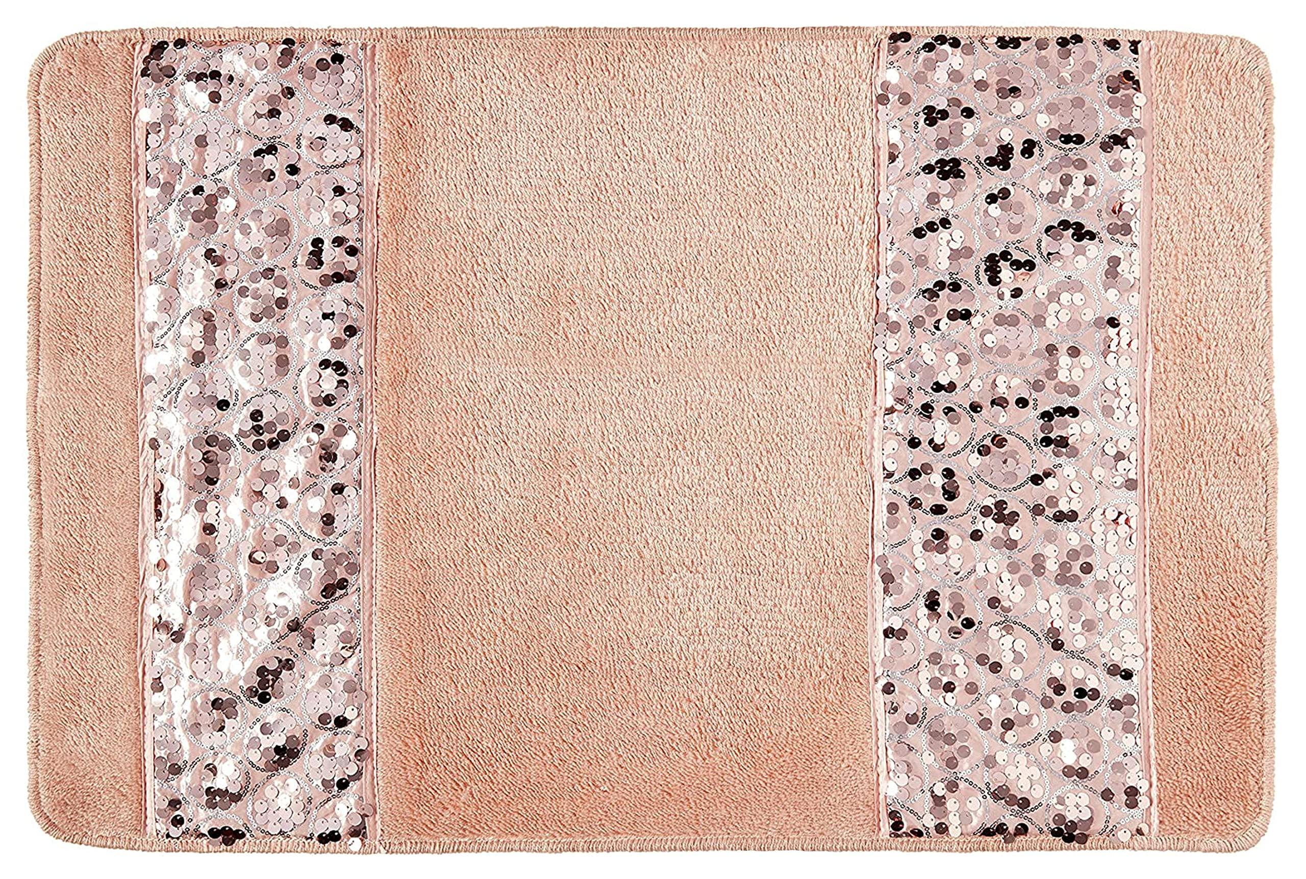 Blush Modern Tufted Bath Rug with Non-Slip Backing, 32"L x 21"W