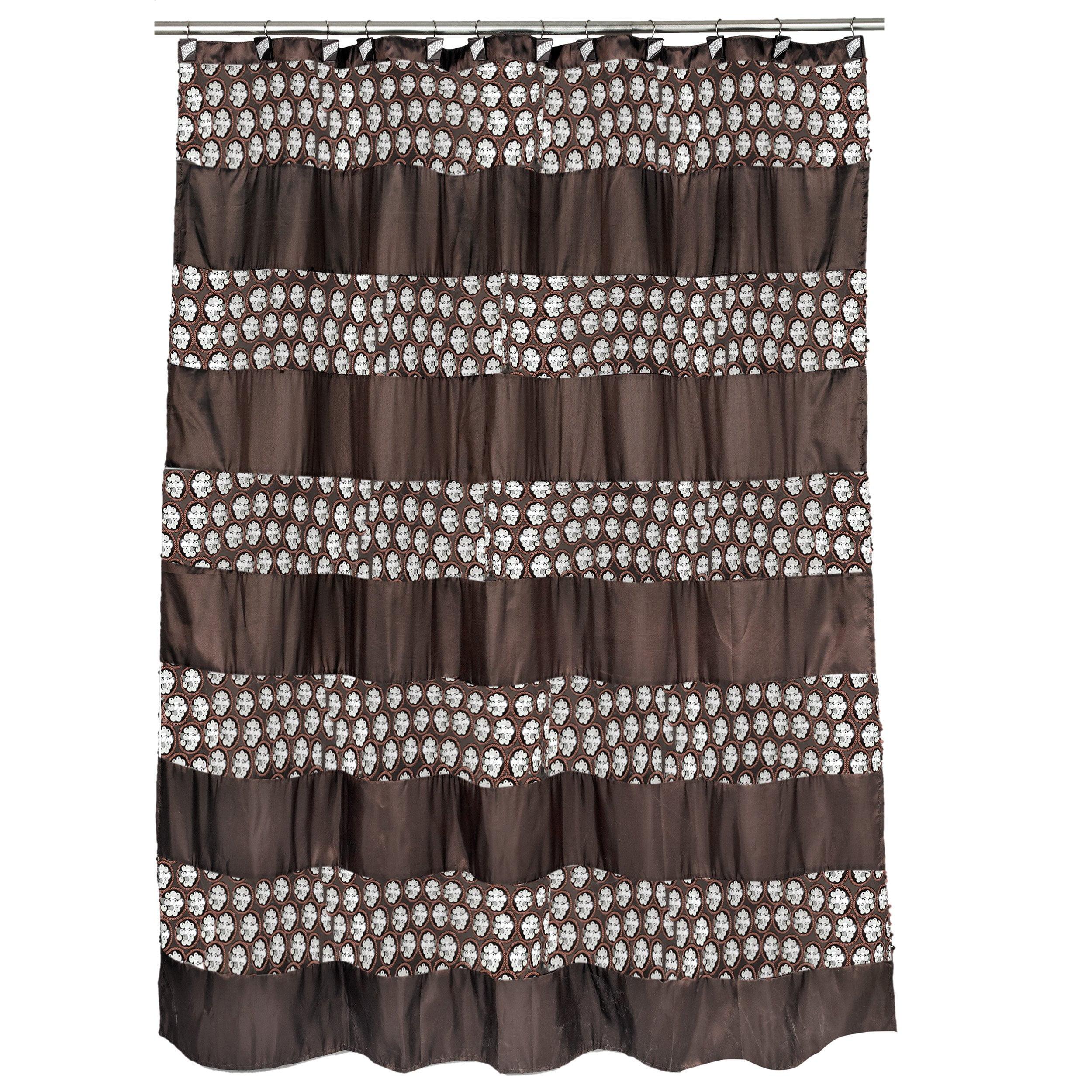 Zahari Home Sinatra Bathroom Shower Curtain Glamorous Bling Fabric Shower Curtain, 72"x70", Brown