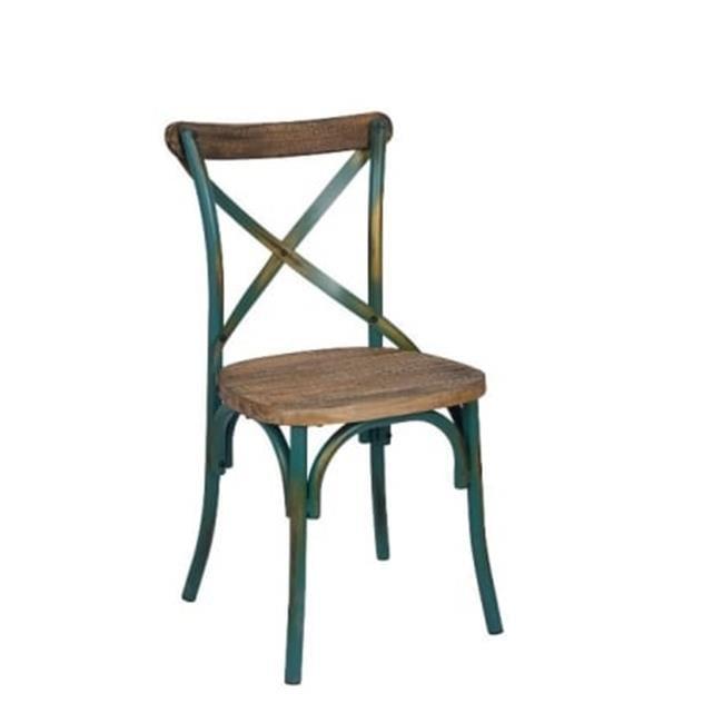 Criss Cross Back Traditional Side Chair in Dark Blue and Brown