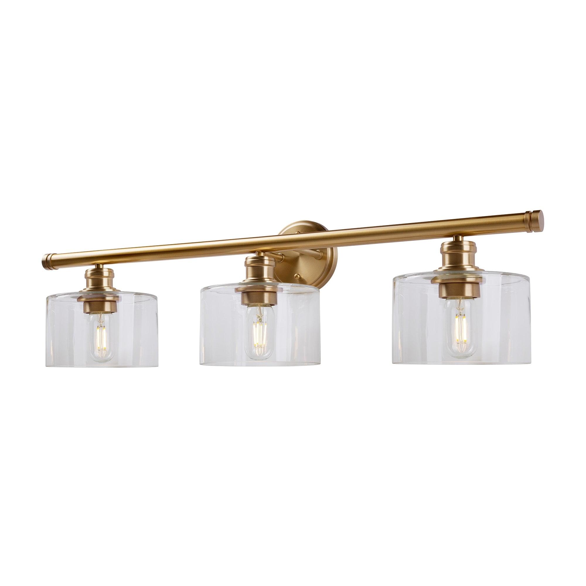 Zane Soft Gold 3-Light Vanity with Oversized Clear Glass Shades