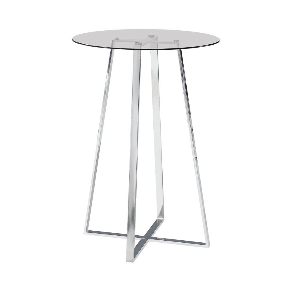 Round Glass Top Chrome Bar Height Table