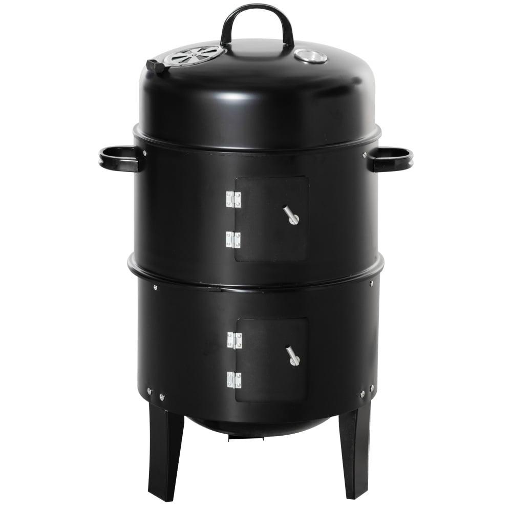 Black Stainless Steel 16'' Vertical Charcoal BBQ Smoker