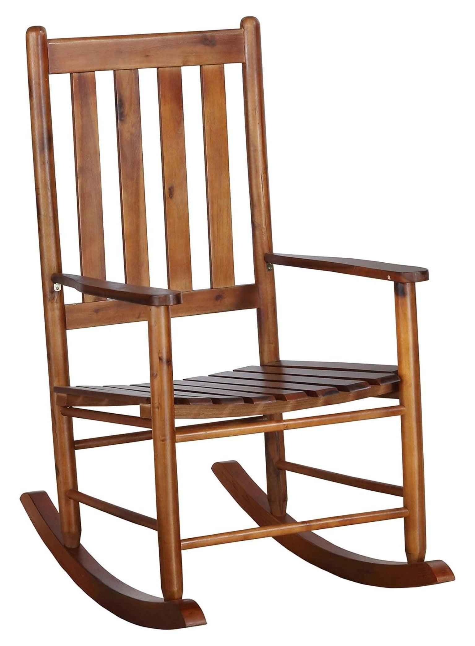 Brown Acacia Wood Mission Style Rocking Chair