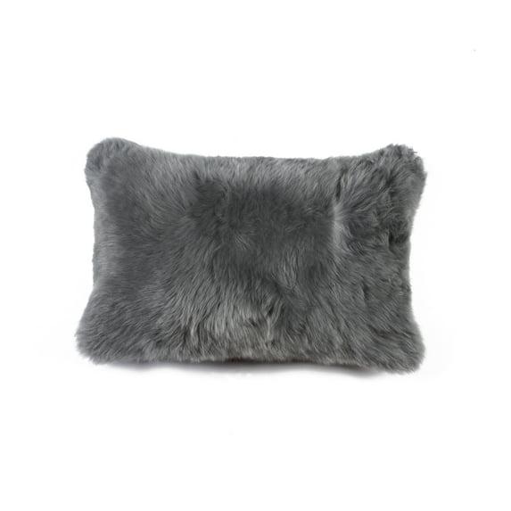 Zealand Sheepskin Pillow Gray 18x18 Natural 100% Sheepskin 1-Piece