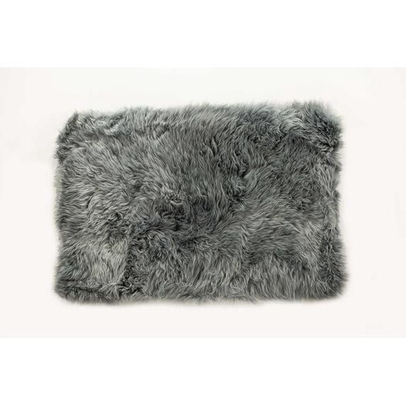 Natural New Zealand Sheepskin Single Rectangular Rug | Grey | 2'x3'