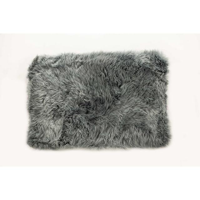Natural New Zealand Sheepskin Single Rectangular Rug | Grey | 2'x3'