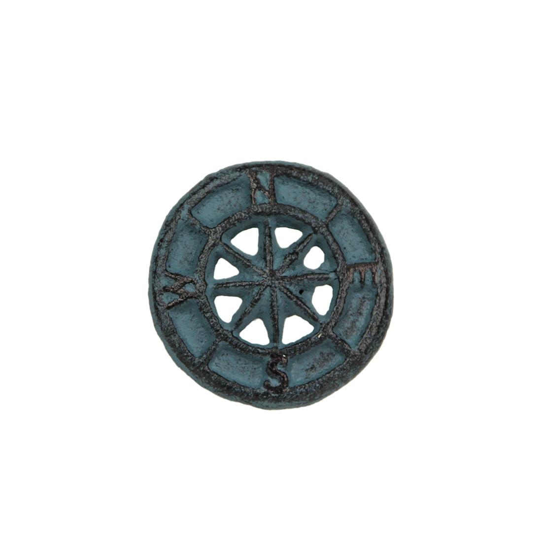 Zeckos Set Of 12 Light Blue Cast Iron Compass Rose Drawer Pulls Cabinet Hardware Knobs (Set of 12)