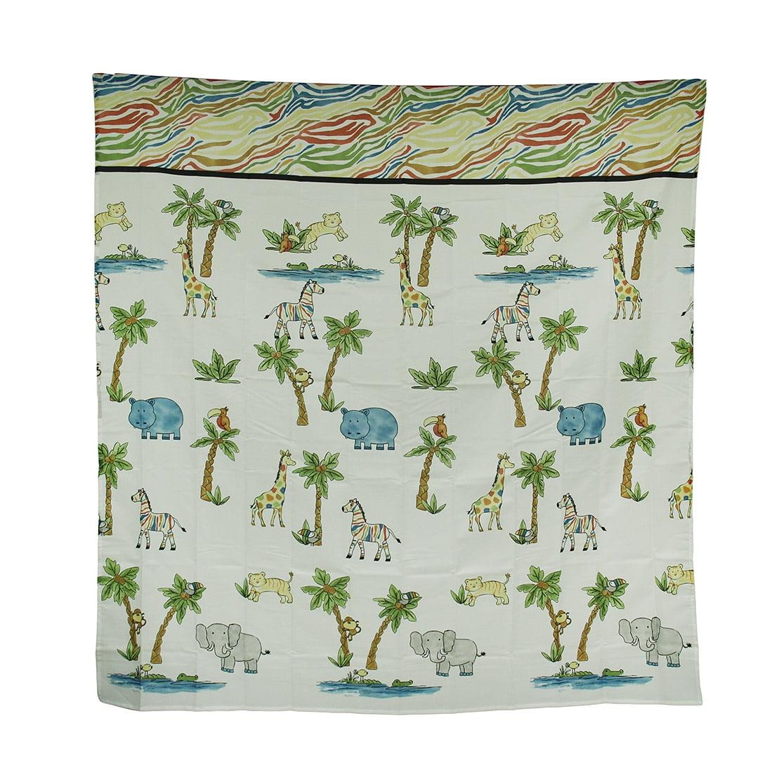 Zeckos Blue Safari Hippo Rainbow Zebra Striped Shower Curtain 70 X 72 inch