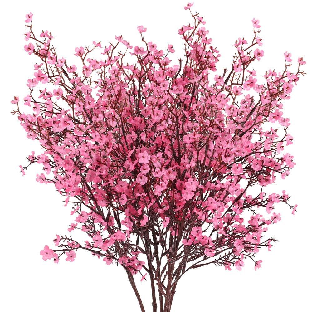 Viworld 6 Bundles Baby Breath Flowers Artificial Bulk Gypsophila Bouquets Pink Real Touch Silk Floral Arrangements for Table Centerpieces Wedding Home Farmhouse Party DIY Decor
