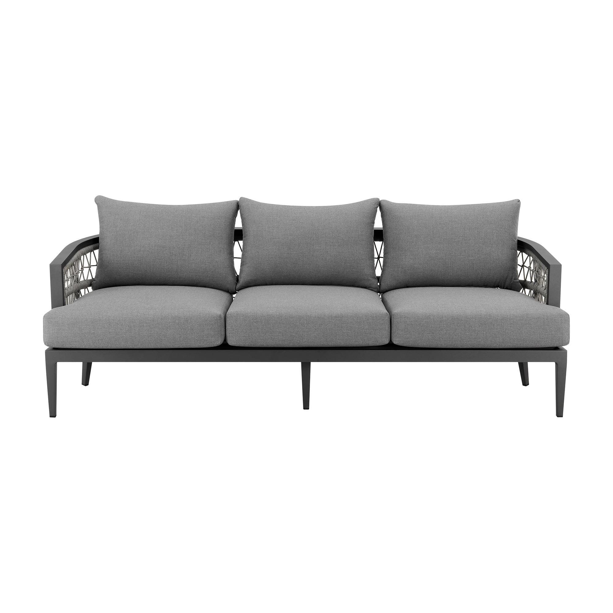 Zelda Gray Aluminum Outdoor Patio Sofa with Cushions