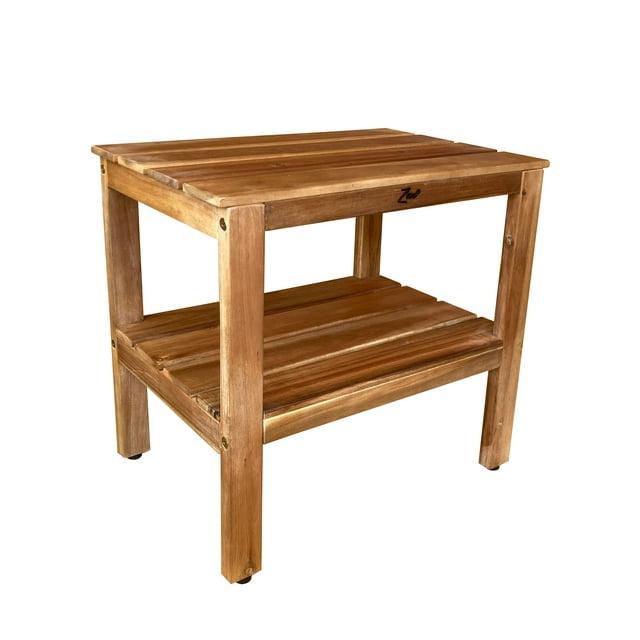 Zen 18" Acacia Solid Wood Waterproof Shower Bench, Stool, Seat, Seats, with Shelf- Easy Assembly
