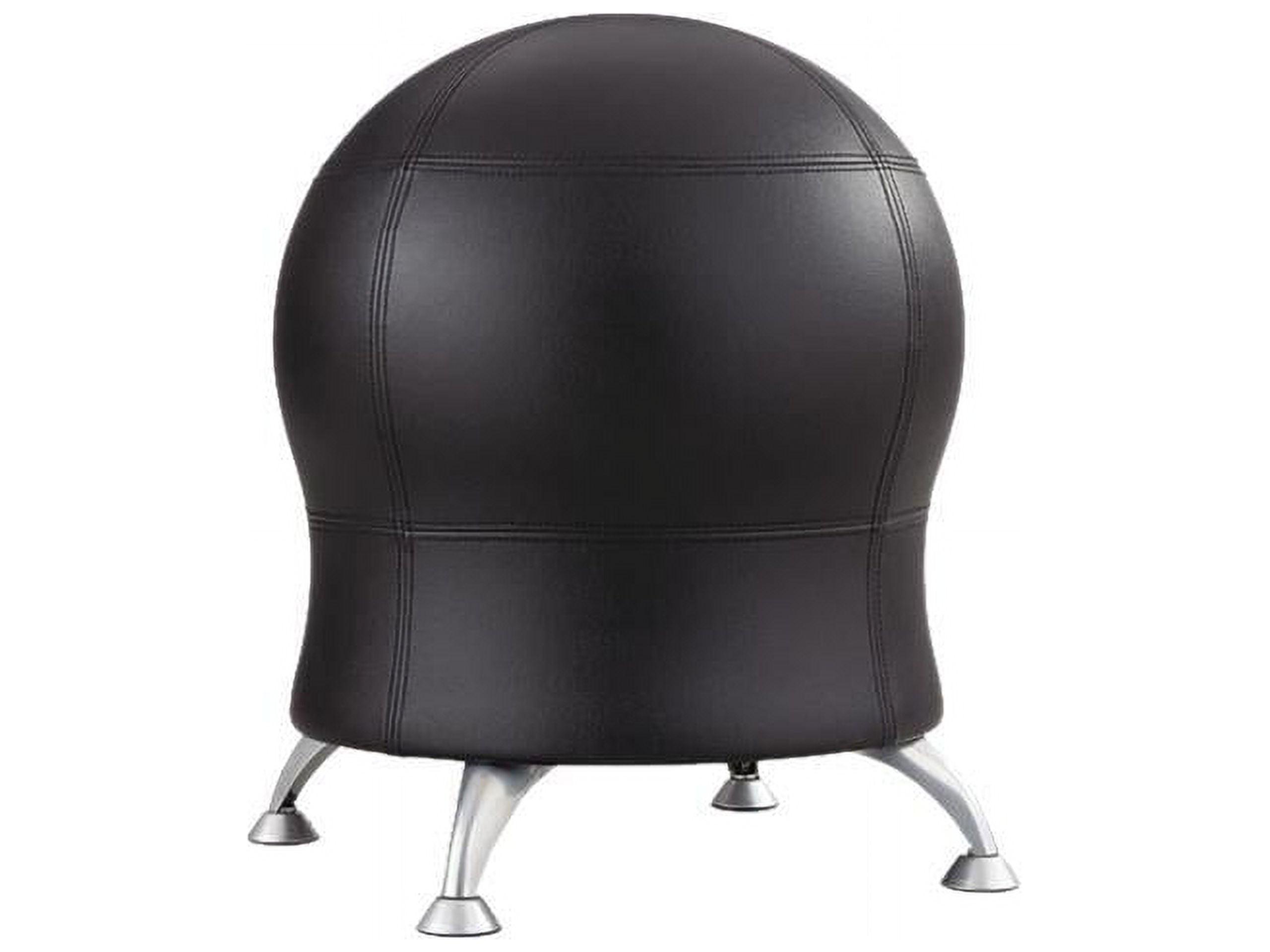 Zenergy Black Powder-Coated Steel Ball Chair with Anti-Burst Exercise Ball