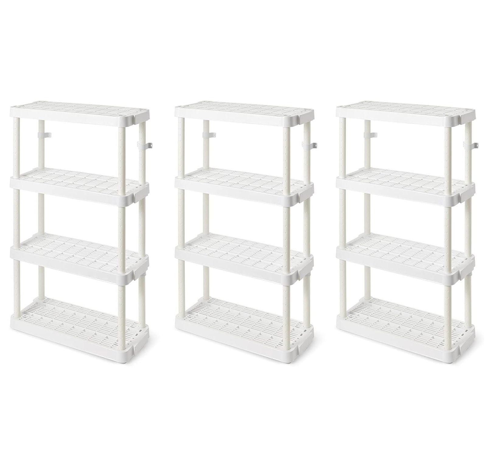 Gracious Living 4 Shelf Adjustable Ventilated Medium Duty Shelving Unit 14 x 32 x 54.5" Organizer for Home, Garage, Basement & Laundry