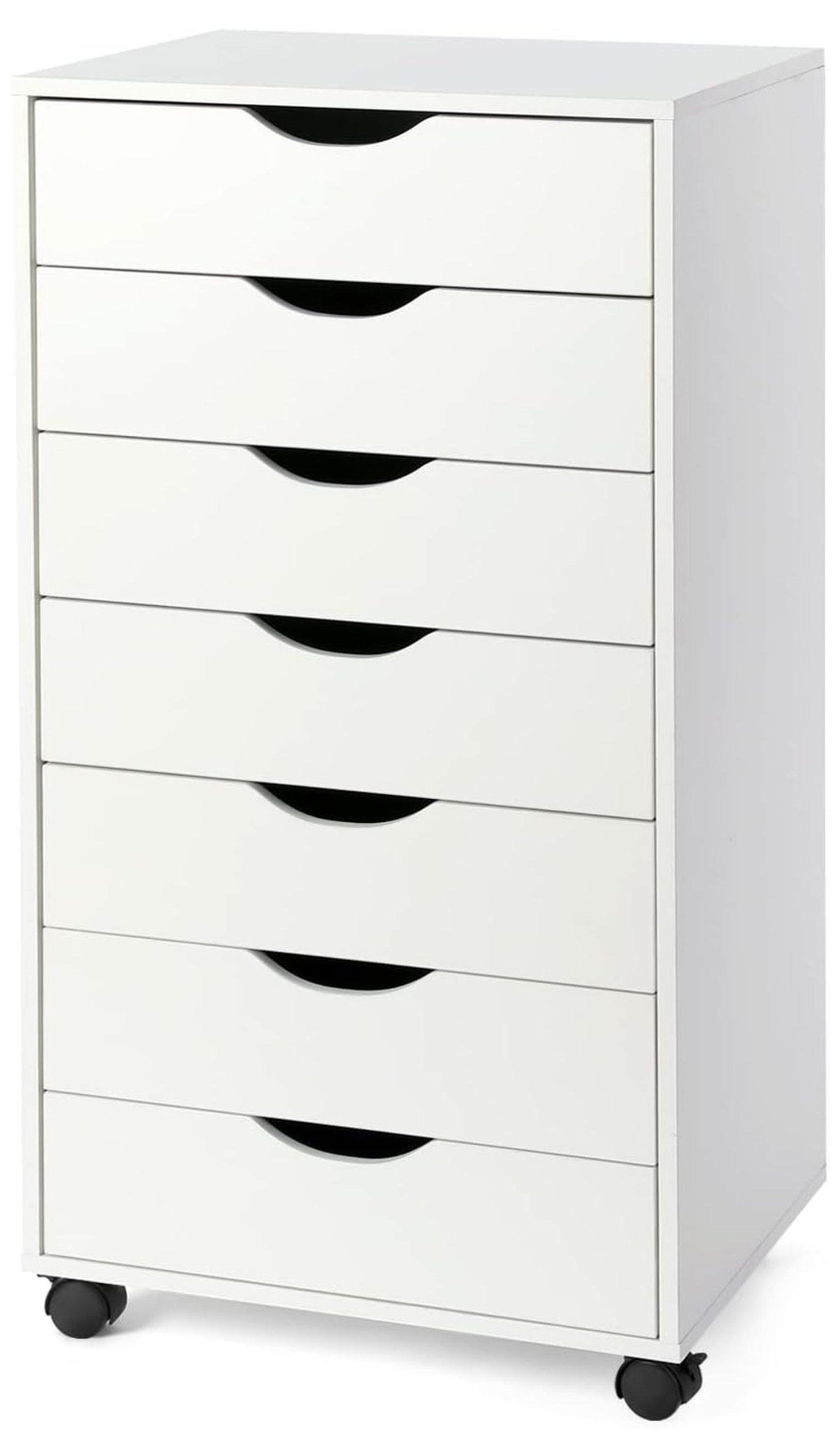 Winsome White Freestanding 7-Drawer Office Cabinet with Casters