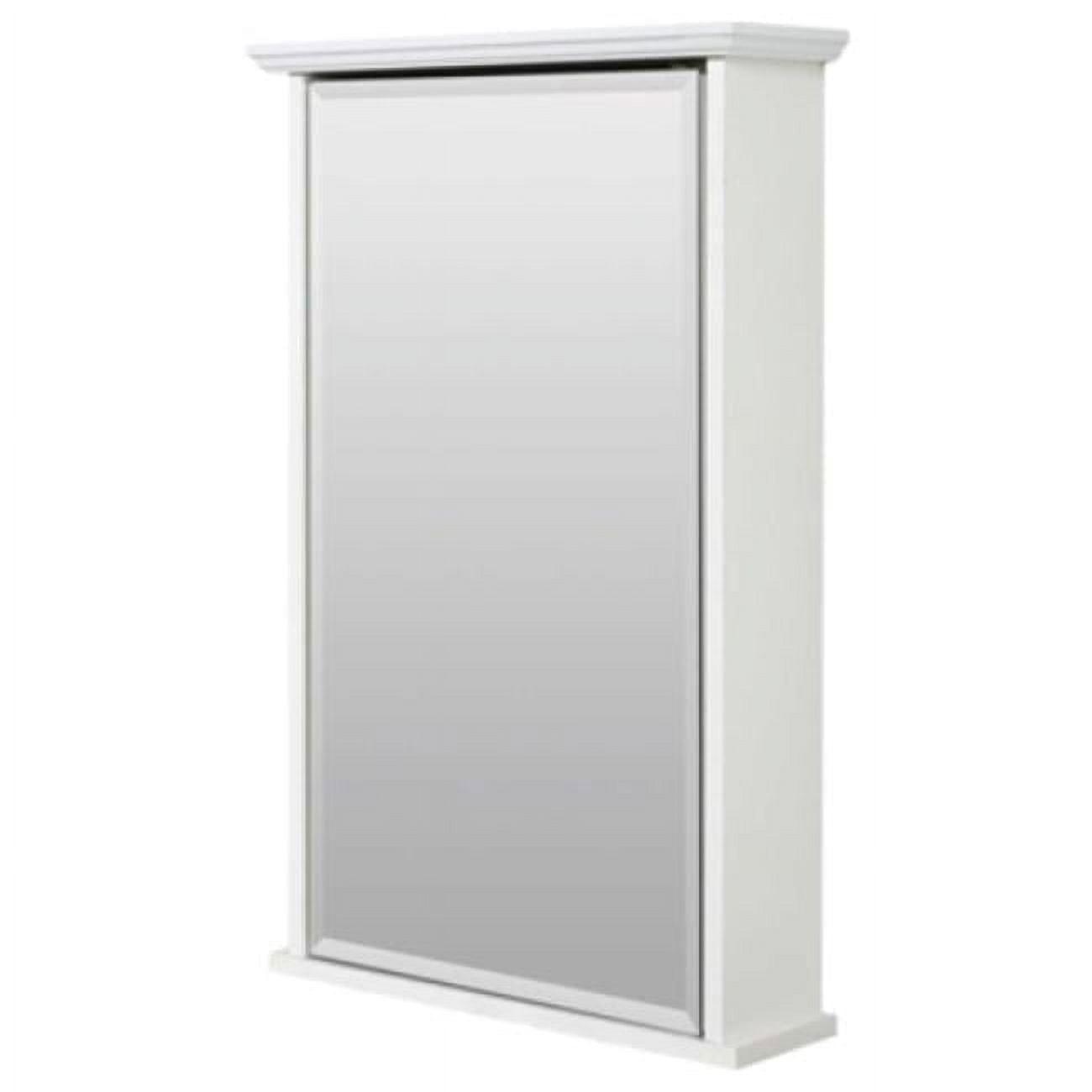 White 25-Inch Wood Surface Mount Medicine Cabinet with Beveled Mirror