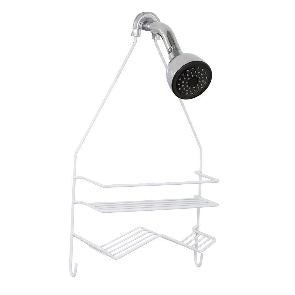 Zenna Home White Steel Over-the-Shower Caddy with Hooks