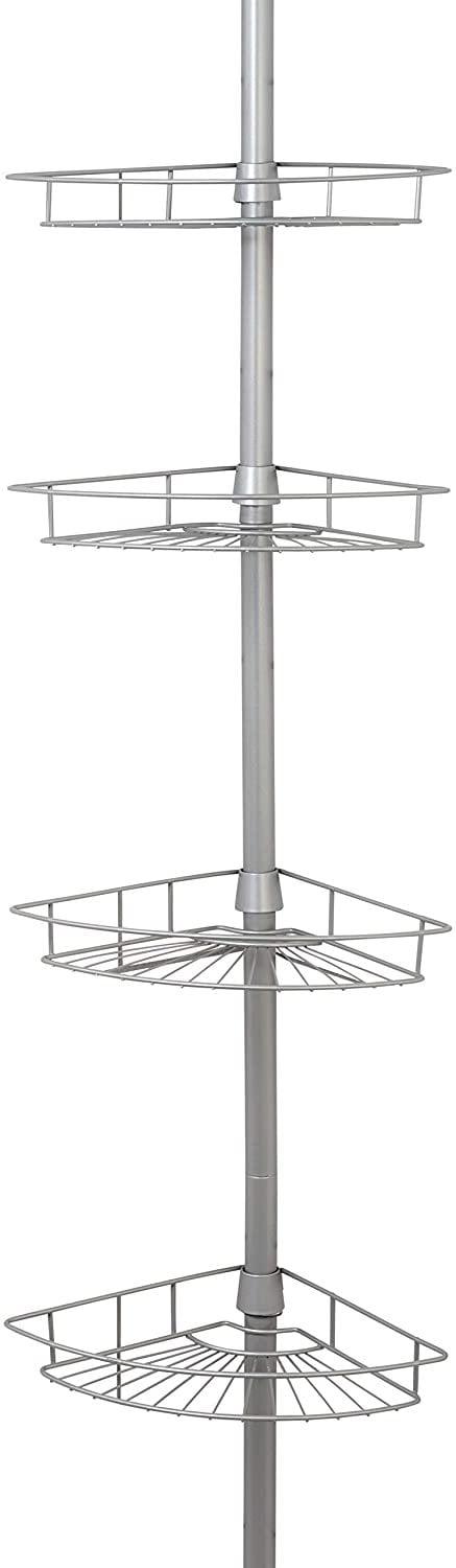 Adjustable Nickel Tension Pole Shower Caddy with Four Shelves