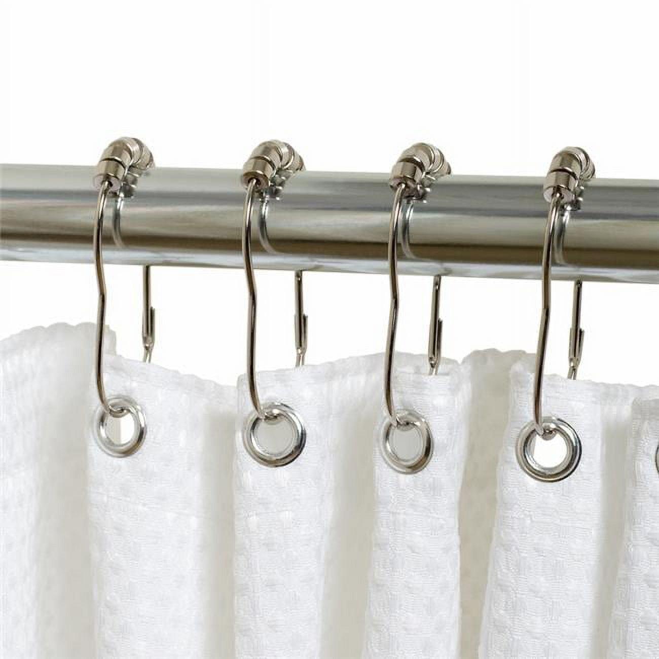 Chrome Roller Shower Curtain Hooks Pack of 12