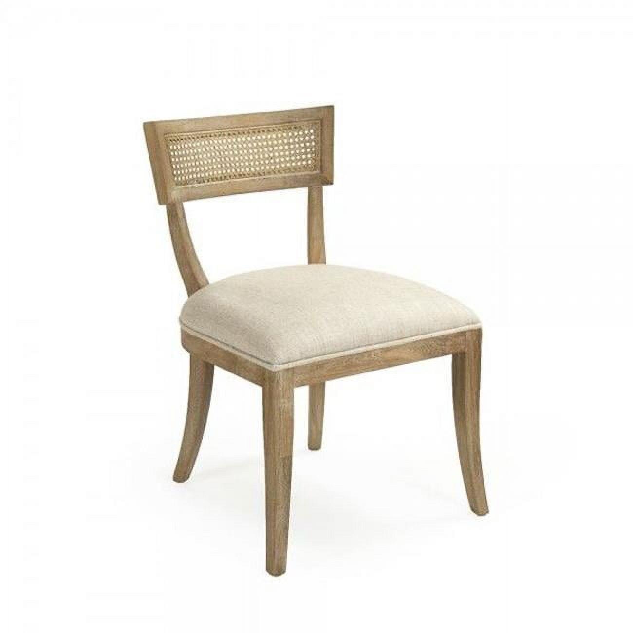 Natural Cream Linen Upholstered Cane Back Side Chair