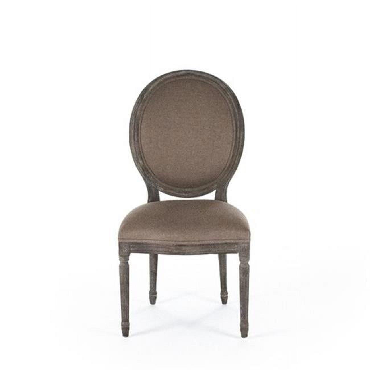 Copper Linen Upholstered Side Chair with Limed Charcoal Oak Frame