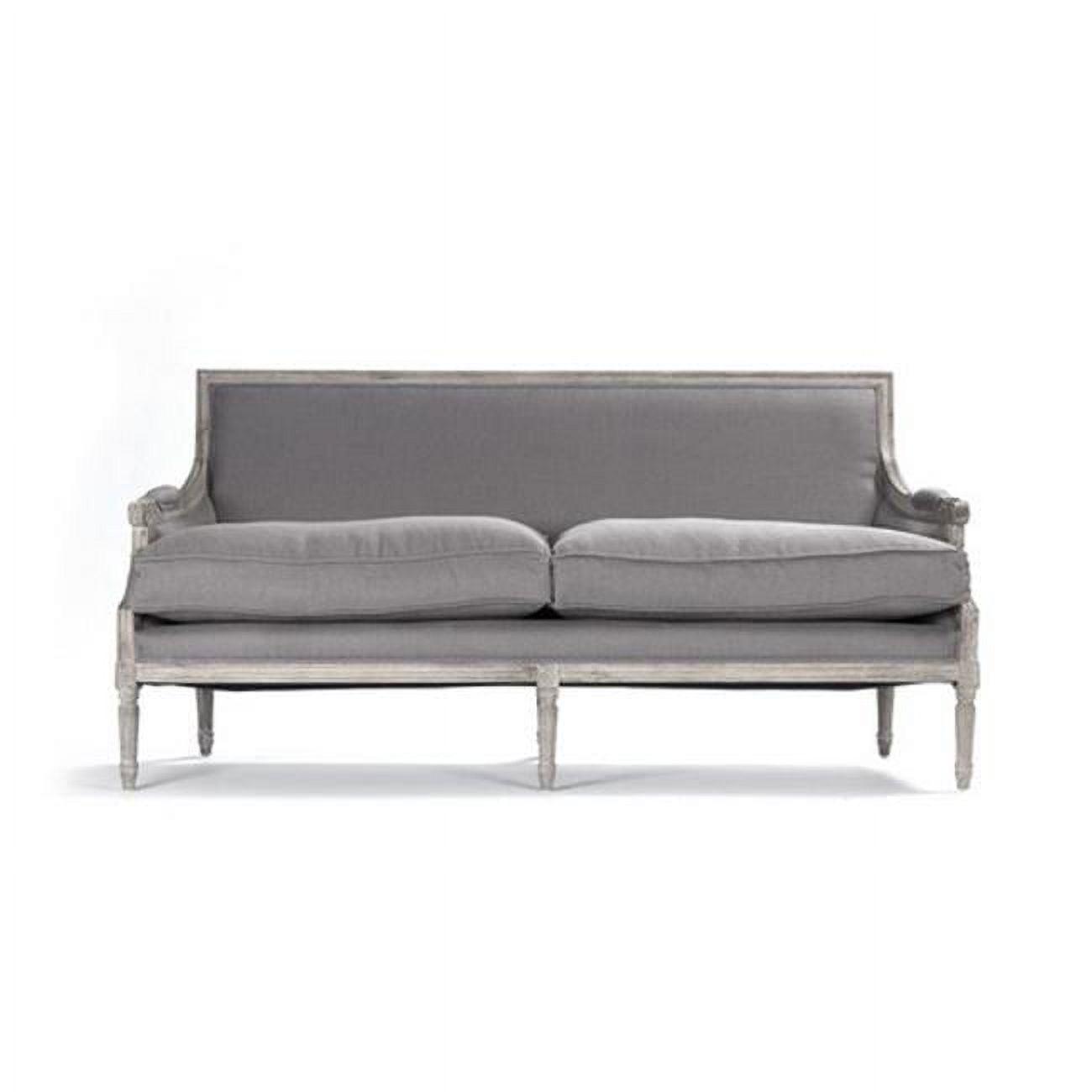 Louis 70'' Grey Linen Upholstered Sofa with Limed Oak Frame