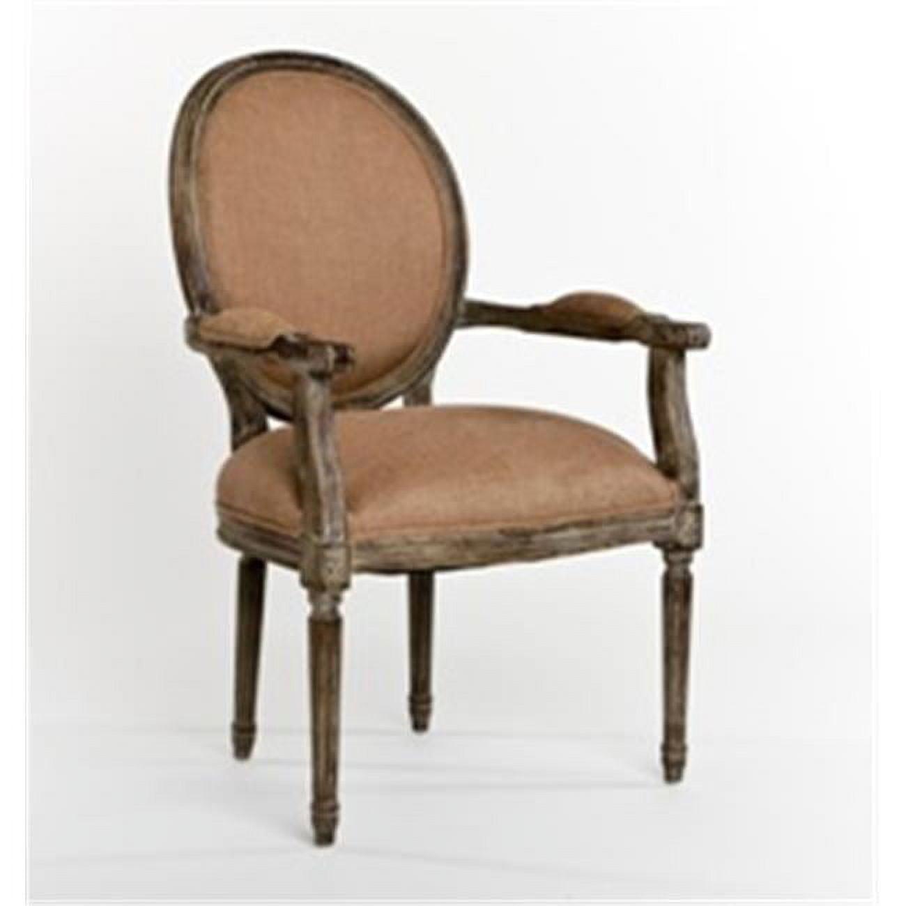 Zentique Limed Charcoal Oak Frame Armchair in Copper Linen