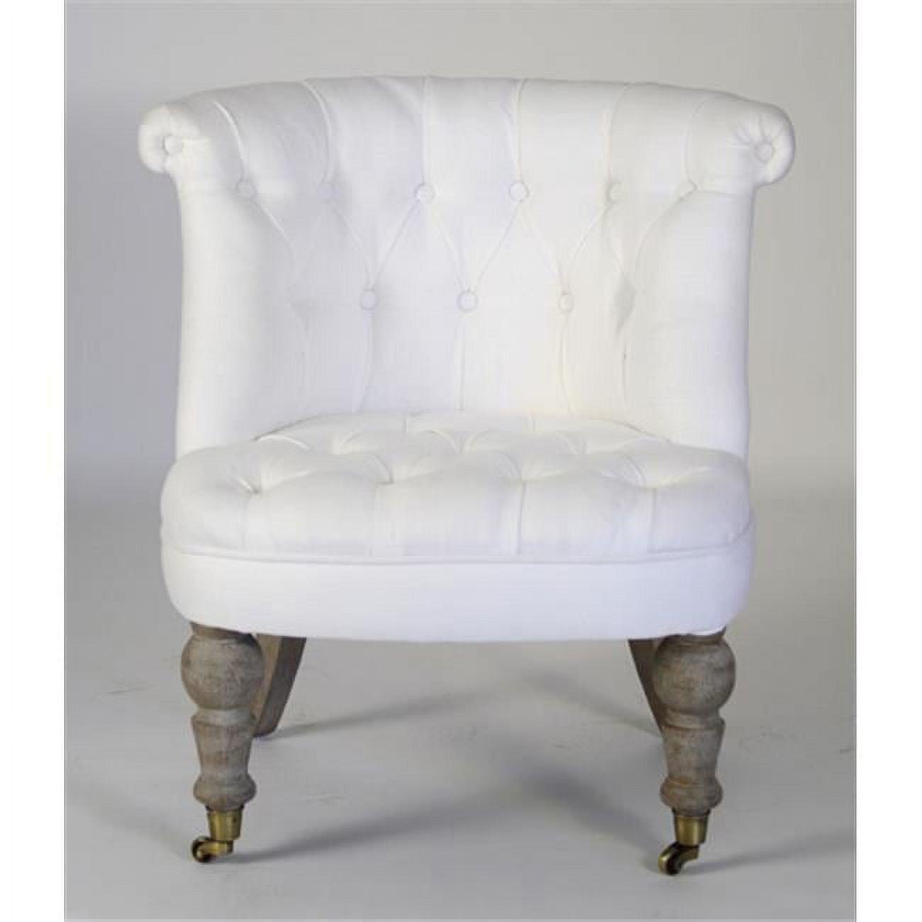 Amelie White Linen Upholstered Slipper Chair on Limed Grey Oak