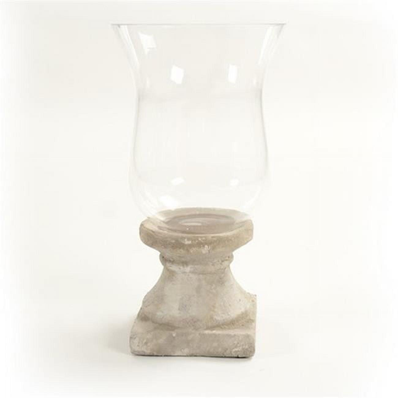 Distressed Off-White Ceramic Hurricane Candle Holder