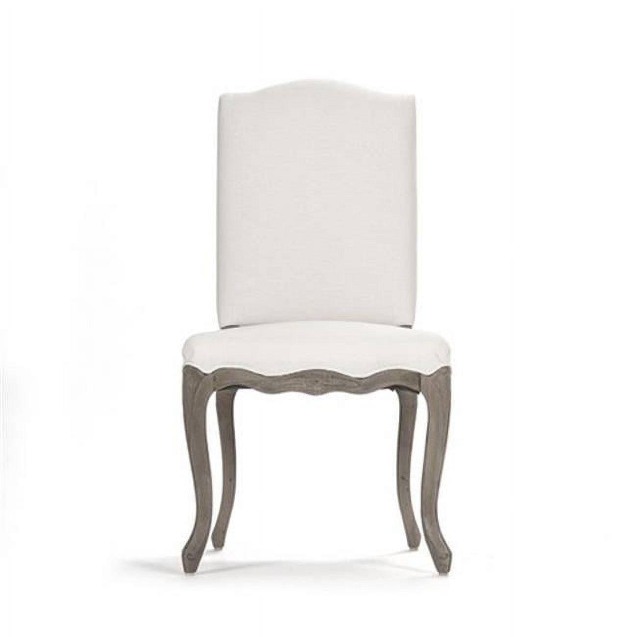 Georgian White Linen & Distressed Grey Birch Side Chair