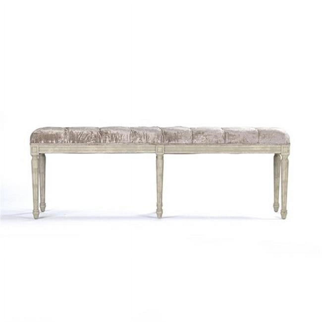 Elegant Louie Crushed Champagne Velvet Upholstered Bench