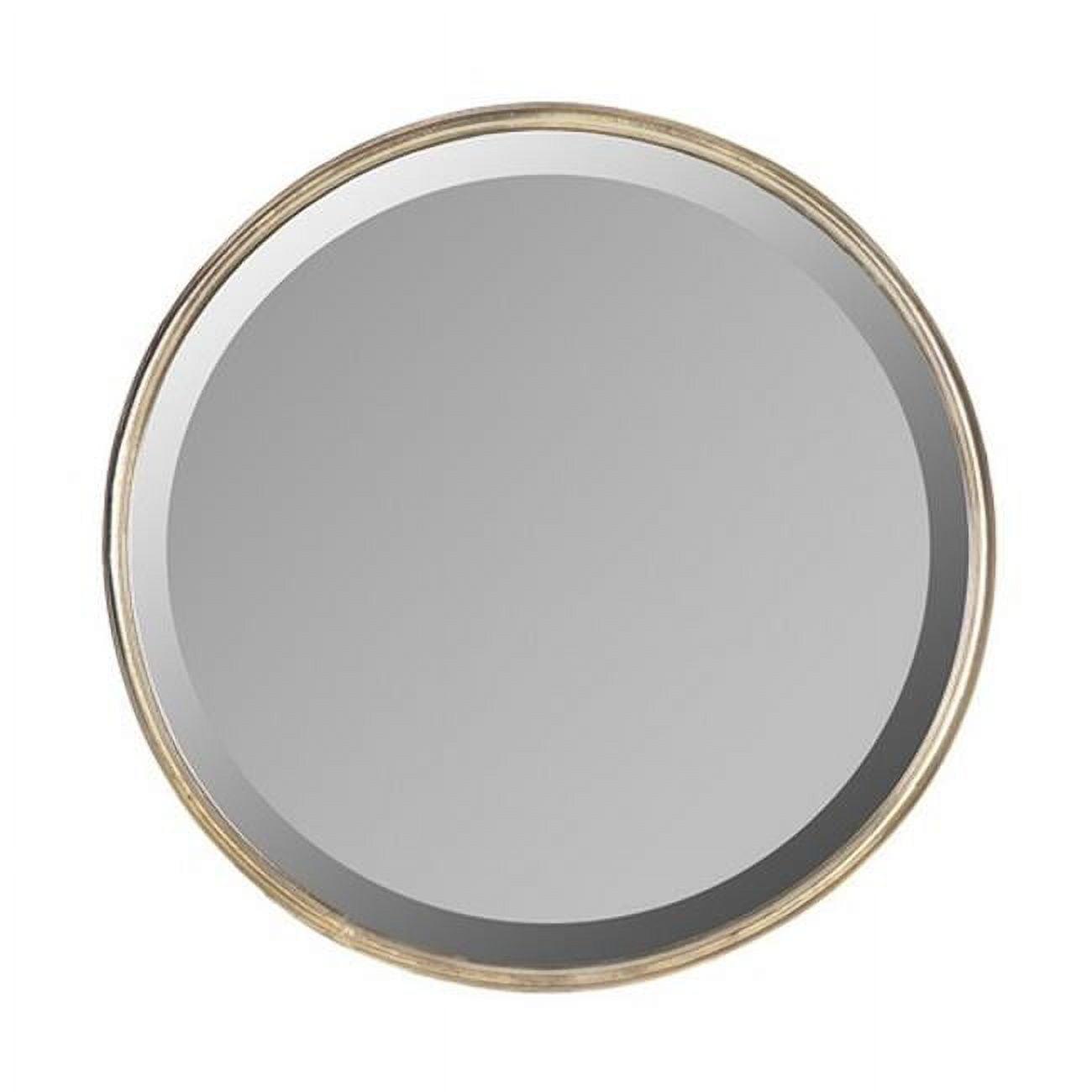 Sasha Antique Bronze Round Beveled Wood Wall Mirror 18"