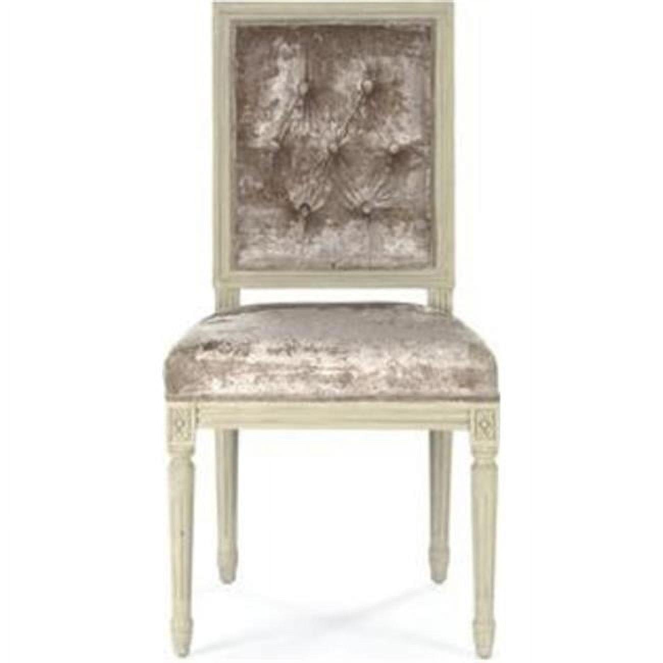 Elegant Ivory Birch and Champagne Velvet Tufted Side Chair