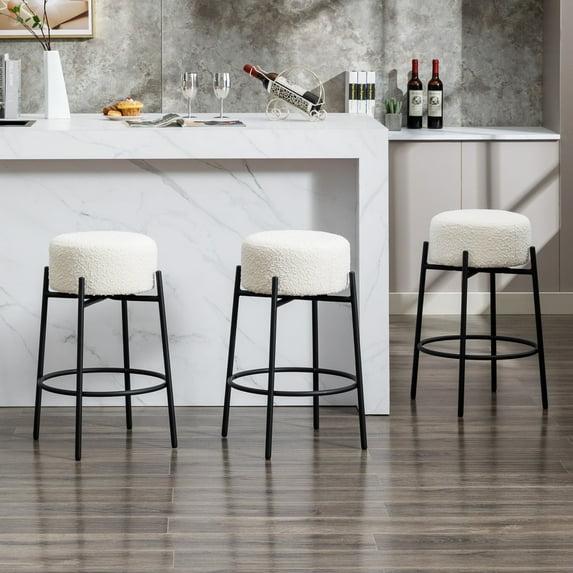Amy Swivel Backless Boucle Upholstered 26.7"H Counter Stool with Steel Frame (Set of 2/3/4)