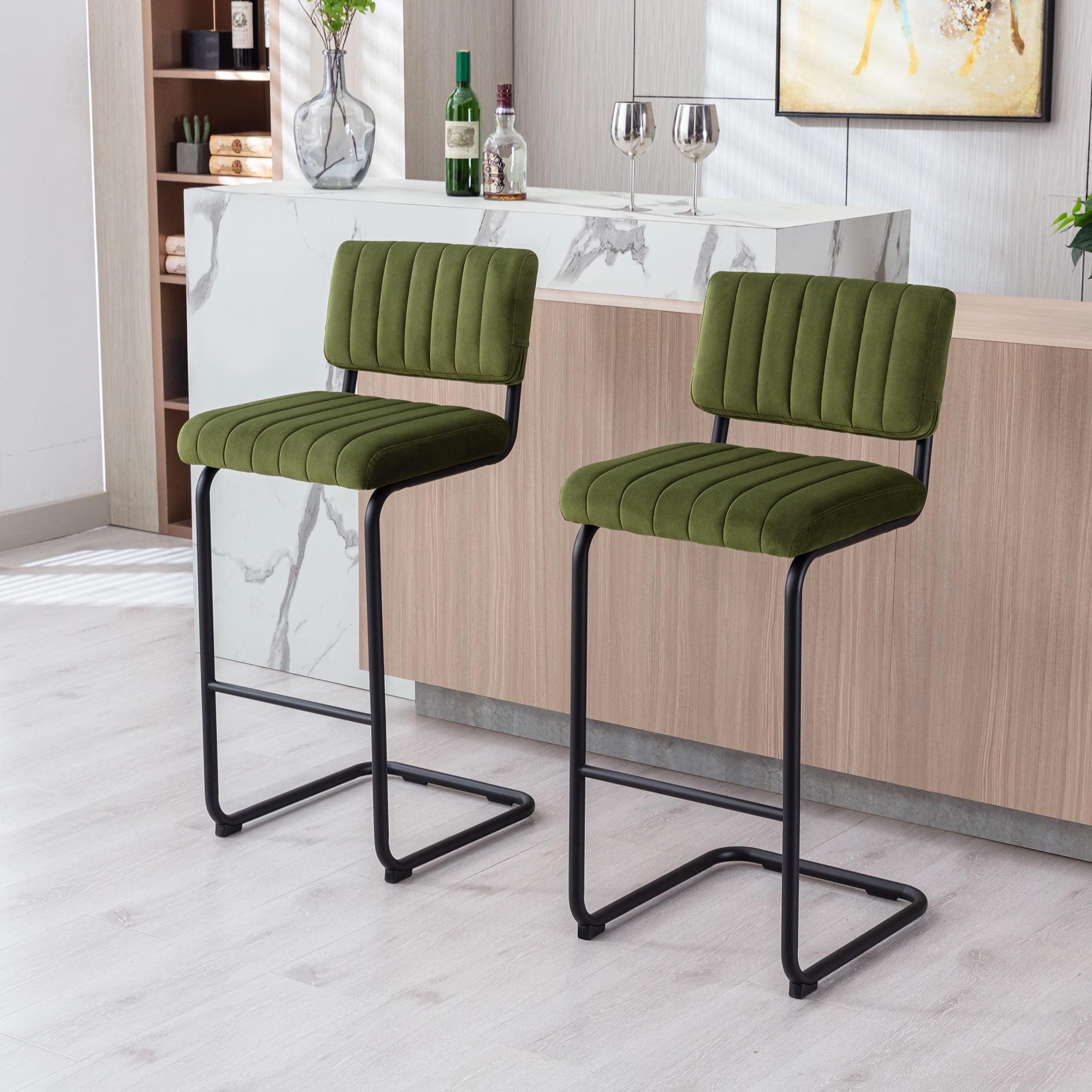 Ambrine Velvet Counter & Bar Stool with Steel Frame, 24" or 30" Seat Height