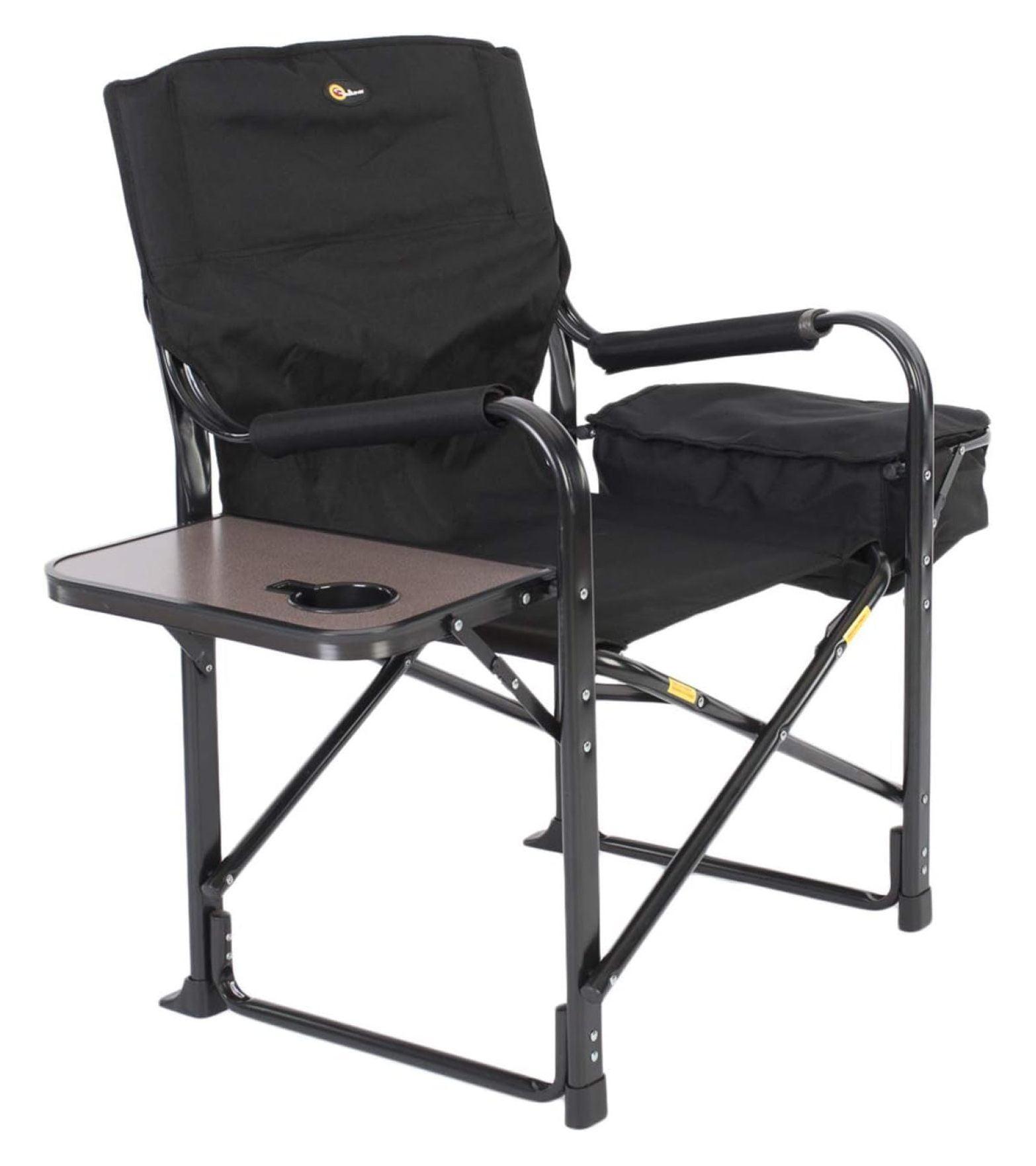 Zhao he 49580 El Capitan Folding Director Chair with Tray and Cooler Bag, Black