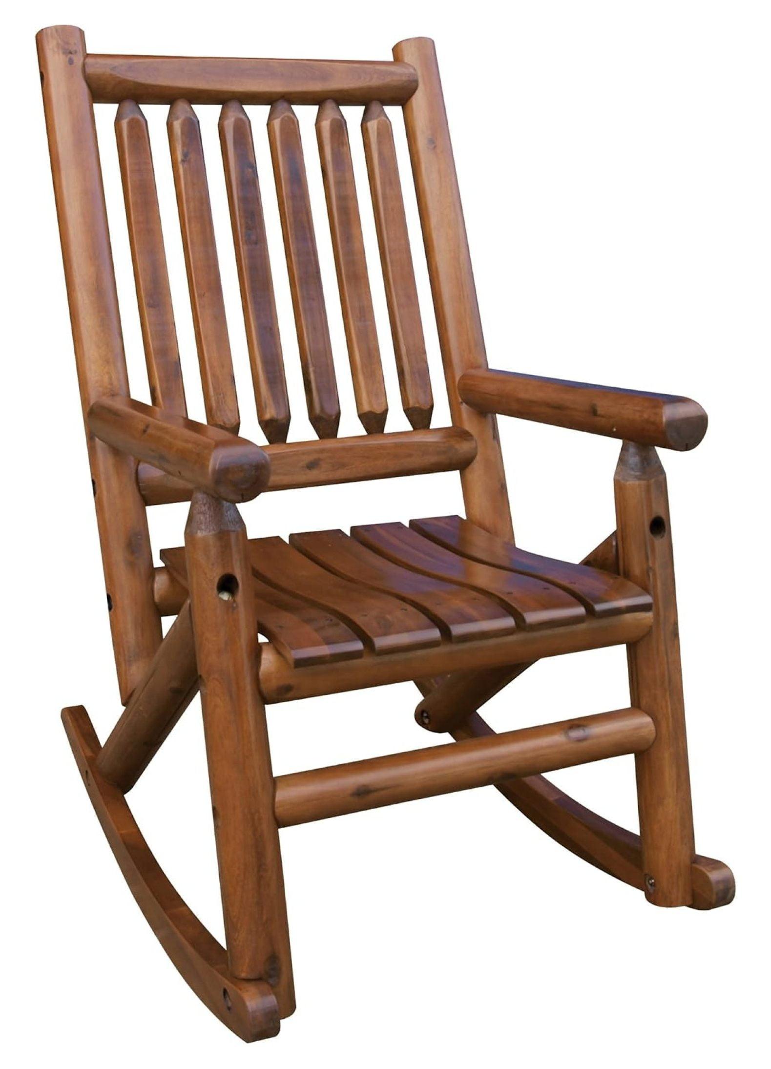 Brown Wooden Outdoor Rocking Chair with Armrests