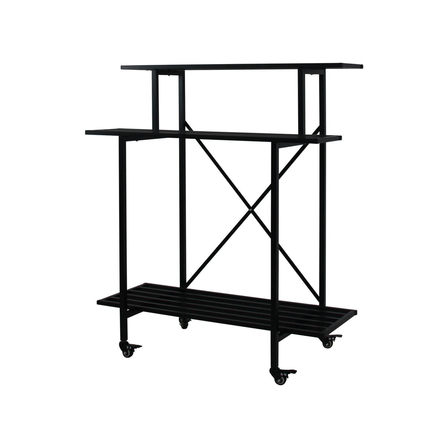 3 Tier Sturdy Plant Stand With Wheels, Heavy Duty Plant Holder For Home Indoor And Outdoor, L35.43 Xw17.32 X H41.73 Inch