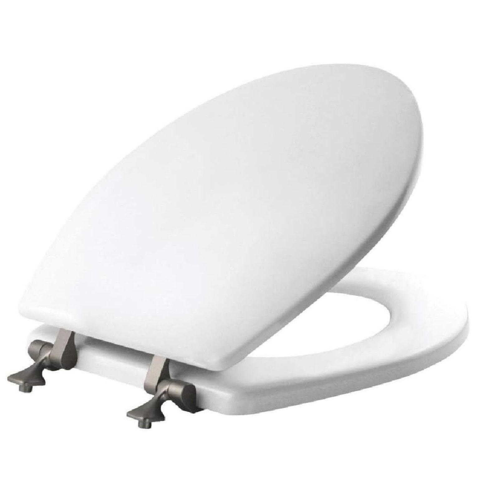 Mayfair Westport 1844EC Wood Toilet Seat with Easy Clean & Change Hinges, Elongated, White