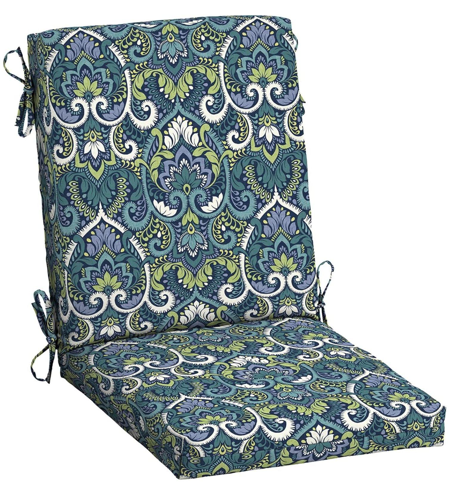 Sapphire Blue High Back Outdoor Dining Chair Cushion