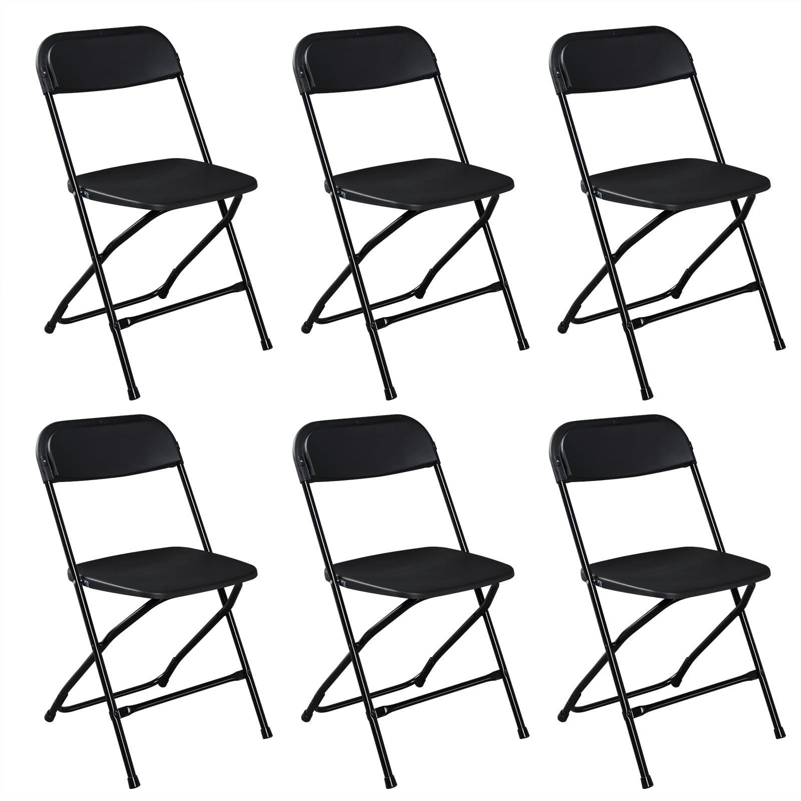 Black Armless Folding Metal and Plastic Lounge Chair Set