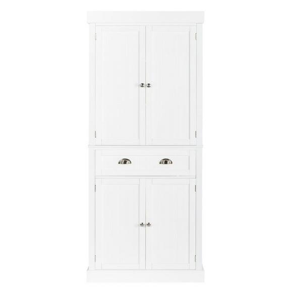 Zimtown 72âH Freestanding Storage Pantry Utility Cabinet with Drawer, Soft Close Doors and Shelves, White