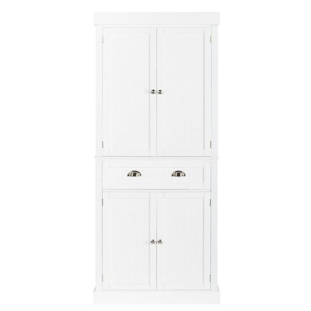 Zimtown 72âH Freestanding Storage Pantry Utility Cabinet with Drawer, Soft Close Doors and Shelves, White